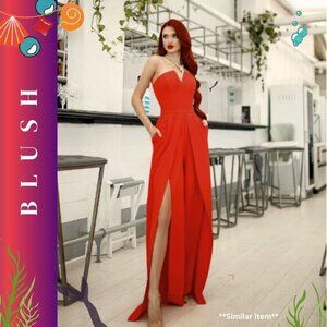 Elegant Burgundy Strapless V-Neck Jumpsuit – A Show-Stopping Statement